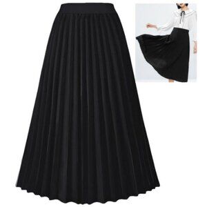 Lucy knife pleated Black Midi Skirt with Timeless Elegance size large 44